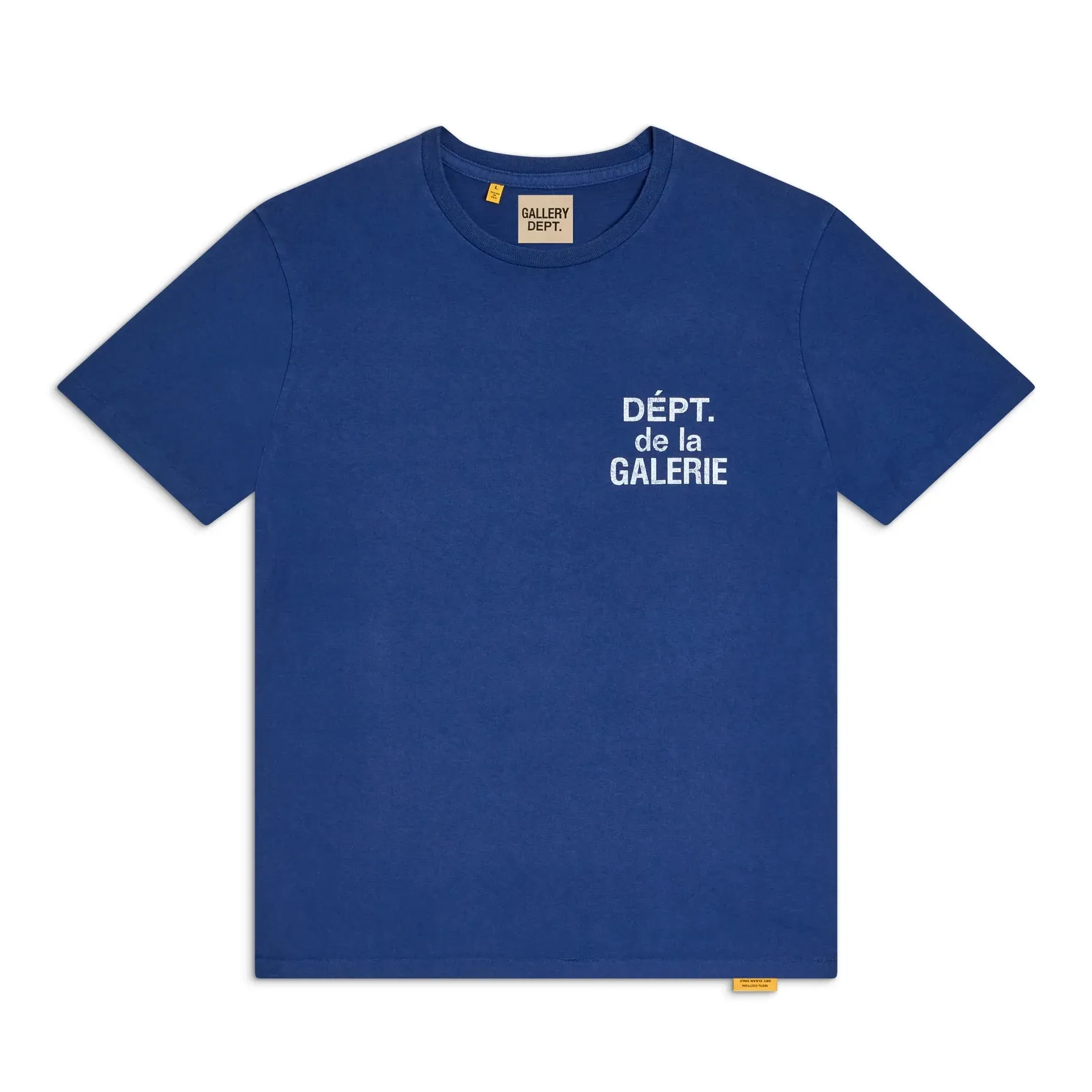 GALLERY DEPT. FRENCH TEE/NAVY New colors in stock Navy blue French LOGO short sleeves Washed blue S-XL Ready-made garments Asso special piece dyeing Rewashed water printing distressed treatment Cylindrical fabric without side seams Non-open version Original development Complete accessories/matching Details in place